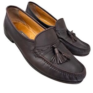 Men's dark brown leather tassel loafers by Bally of Switzerland buttery leather